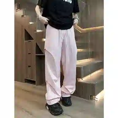 顶峰保罗 痞帅凉感舒适简约百搭伞兵直筒长裤户外登山跑步运动宽松小众设计感阔腿休闲裤 男女同款