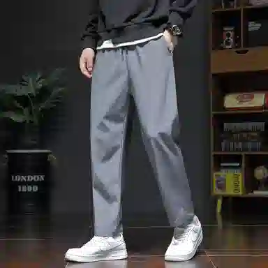 顶峰保罗 冰丝宽松薄潮牌时尚简约百搭直筒舒适抽绳无性别主义休闲裤 男女同款