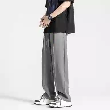 顶峰保罗 纯色质感薄款舒适直筒长裤复古潮牌宽松凉感小众简约百搭高级感显瘦运动阔腿 休闲裤 男女同款