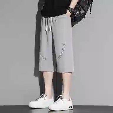 顶峰保罗 无性别主义纯色亲肤透气七分裤美式直筒凉感速干运动宽松时尚百搭抽绳休闲短裤 男女同款