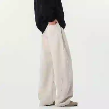 顶峰保罗 美式复古纯色宽松阔腿卫裤无性别主义直筒垂感拖地裤高级感百搭运动休闲裤 男女同款