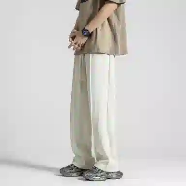 顶峰保罗 纯色质感薄款舒适直筒长裤复古潮牌宽松凉感小众简约百搭高级感显瘦运动阔腿 休闲裤 男女同款