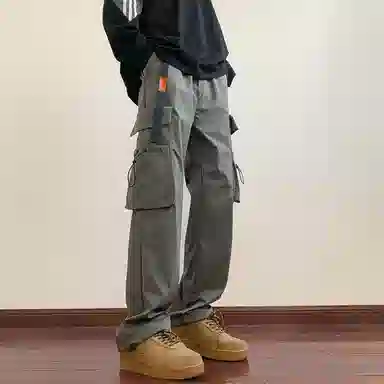 顶峰保罗 美式痞帅薄款简约工装直筒长裤大口袋设计感潮牌宽松小众百搭高街凉感舒适休闲裤 男女同款