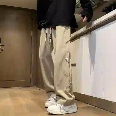 顶峰保罗 铆钉直筒宽松潮牌美式高街长裤无性别主义痞帅简约时尚百搭小众设计感休闲裤 男女同款