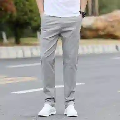 顶峰保罗 纯色薄款冰丝直筒商务长裤无性别主义高级感亲肤舒适百搭休闲裤 男女同款