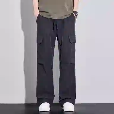 顶峰保罗 美式潮牌冰丝薄款无性别主义户外多口袋工装裤宽松直筒阔腿运动伞兵裤休闲裤 男女同款