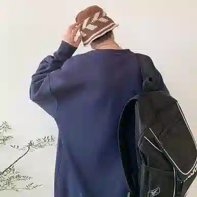 顶峰保罗  美式复古纯色高级设计感休闲大码运动上衣无性别主义直筒宽松百搭简约潮牌圆领卫衣 男女同款