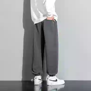 顶峰保罗 美式复古宽松舒适百搭直筒束脚九分裤无性别主义潮牌字母高街设计感运动休闲裤 男女同款