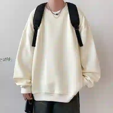 顶峰保罗  美式复古纯色高级设计感休闲大码运动上衣无性别主义直筒宽松百搭简约潮牌圆领卫衣 男女同款