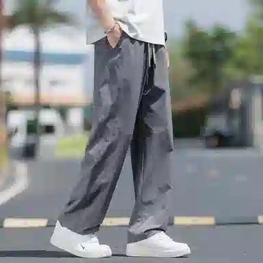 顶峰保罗 无性别主义凉感亲肤透气宽松直筒运动裤子美式潮流轻薄长裤时尚百搭高级感休闲裤 男女同款