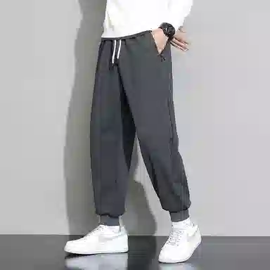 顶峰保罗 重磅宽松运动束脚裤无性别主义纯色加绒加厚大码通勤卫裤弹力抽绳显高显瘦简约百搭高街休闲裤 男女同款