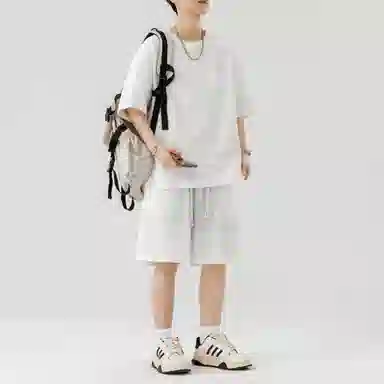 顶峰保罗 无性别主义纯色简约短袖体恤短裤帅气搭配亲肤舒适高级感宽松休闲运动套装 男女同款