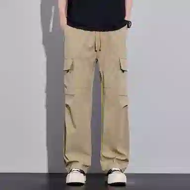 顶峰保罗 美式潮牌冰丝薄款无性别主义户外多口袋工装裤宽松直筒阔腿运动伞兵裤休闲裤 男女同款