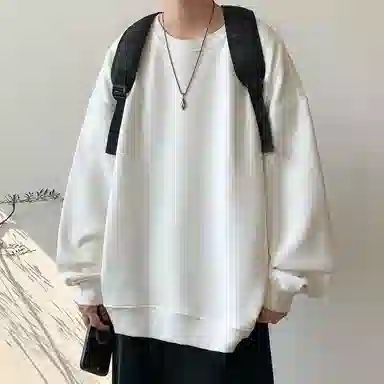 顶峰保罗  美式复古纯色高级设计感休闲大码运动上衣无性别主义直筒宽松百搭简约潮牌圆领卫衣 男女同款