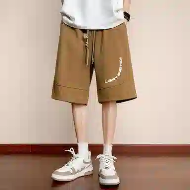 顶峰保罗 冰丝高街美式字母印花宽松大码百搭无性别主义篮球运动健身中裤弹力抽绳显高潮牌薄款休闲短裤 男女同款