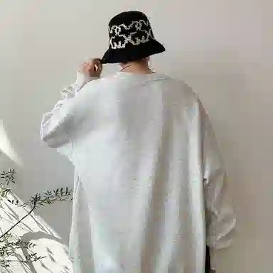 顶峰保罗  美式复古纯色高级设计感休闲大码运动上衣无性别主义直筒宽松百搭简约潮牌圆领卫衣 男女同款