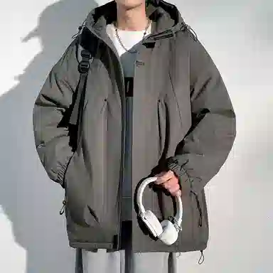 顶峰保罗 山系户外机能运动登山连帽工装长袖棉衣无性别主义潮牌休闲直筒上衣加厚多口袋宽松百搭舒适保暖耐磨棉服 男女同款