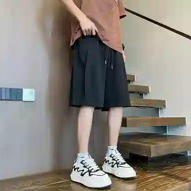 顶峰保罗 复古港风高街痞帅凉感舒适直筒五分裤无性别主义潮牌宽松小众百搭高级感休闲短裤 男女同款