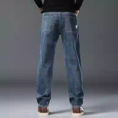 顶峰保罗 无性别主义美式高街潮牌垂感水洗做旧宽松直筒薄款休闲时尚百搭长裤子高端设计感牛仔裤 男女同款