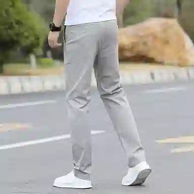 顶峰保罗 纯色薄款冰丝直筒商务长裤无性别主义高级感亲肤舒适百搭休闲裤 男女同款