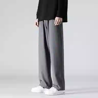 顶峰保罗 潮牌美式高街宽松运动直筒拖地长裤无性别主义痞帅简约纯色时尚百搭垂感休闲裤 男女同款