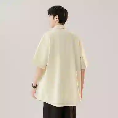 顶峰保罗 新中式竹子盘扣薄款国风宽松百搭无性别主义垂感休闲复古肌理感刺绣痞帅潮牌透气短袖衬衫 男女同款