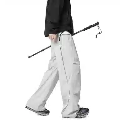 顶峰保罗 纯色宽松直筒运动伞兵裤青少年春秋穿搭美式潮牌高级感情侣潮流百搭通勤阔腿休闲裤 男女同款