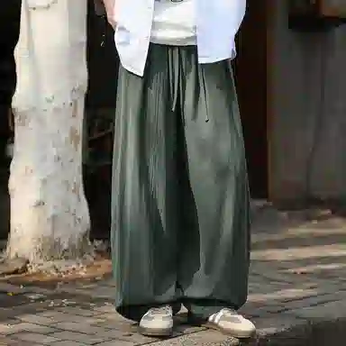 顶峰保罗 无性别主义日系弯刀薄款垂感阔腿长裤加肥加大码灯笼裤宽松直筒裤子亲肤透气时尚百搭休闲裤 男女同款