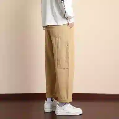 顶峰保罗 潮牌美式高街锥形九分直筒宽松工装裤无性别主义痞帅时尚简约百搭显高显瘦休闲裤 男女同款