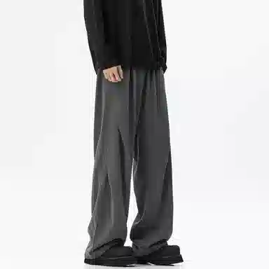 顶峰保罗 凉感透气美式压褶垂感外穿长裤子无性别主义潮流薄款舒适宽松百搭高级感直筒休闲裤 男女同款