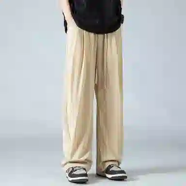 顶峰保罗 褶皱冰丝裤子百搭潮流薄款凉感亲肤透气时尚无性别主义潮牌阔腿裤垂坠感弯刀休闲裤 男女同款