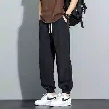 顶峰保罗 冰丝薄款速干运动九分裤潮流宽松百搭大码束脚休闲裤 男女同款