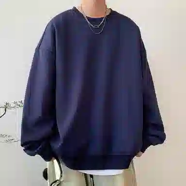 顶峰保罗  美式复古纯色高级设计感休闲大码运动上衣无性别主义直筒宽松百搭简约潮牌圆领卫衣 男女同款