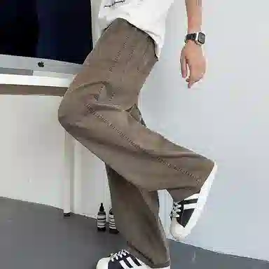 顶峰保罗 无性别主义轻薄凉感垂坠感阔腿长裤子直筒宽松时尚百搭系带亲肤透气高级感休闲裤 男女同款