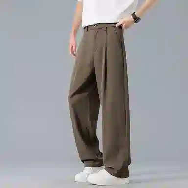 顶峰保罗 纯色垂感薄款透气直筒长裤宽松简约小众潮牌百搭高级感舒适显瘦显高阔腿休闲裤 男女同款