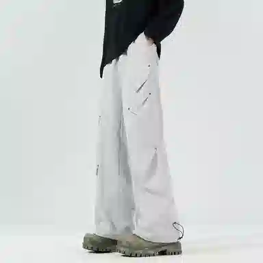 顶峰保罗 美式潮牌纯色简约高级感直筒阔腿长裤复古高街痞帅宽松舒适小众百搭运动休闲裤 男女同款