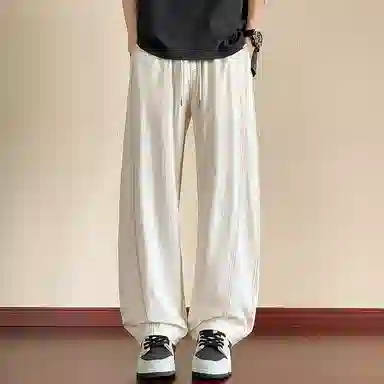 悍戈 宽松大码凉感垂感弹力弯刀时尚百搭运动长裤休闲裤 男女同款