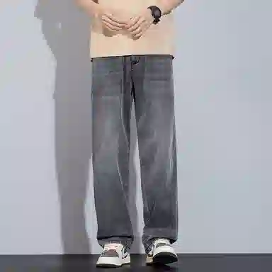 顶峰保罗 莱赛尔凉感透气水洗直筒长裤美式复古高街宽松小众百搭高级感薄款透气阔腿牛仔裤 男女同款