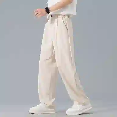 顶峰保罗 纯色垂感薄款透气直筒长裤宽松简约小众潮牌百搭高级感舒适显瘦显高阔腿休闲裤 男女同款