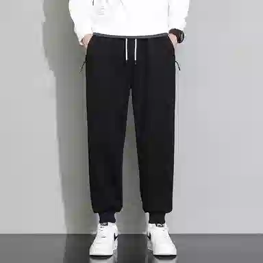 顶峰保罗 重磅宽松运动束脚裤无性别主义纯色加绒加厚大码通勤卫裤弹力抽绳显高显瘦简约百搭高街休闲裤 男女同款