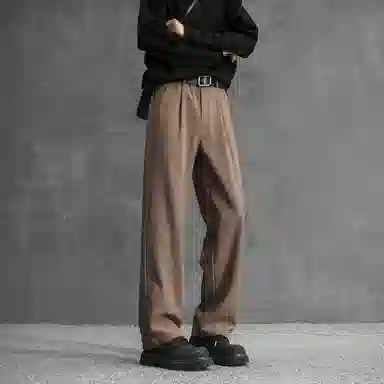 顶峰保罗 纯色垂感凉感宽松百搭直筒长裤薄款舒适小众简约高级感潮牌显瘦显高微喇休闲裤 男女同款