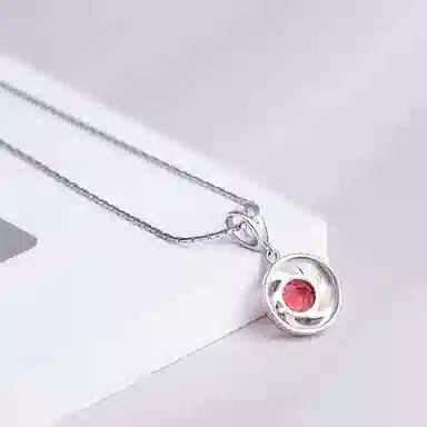 石头记 轻奢小众设计 高级 冷艳气质一点红 石榴石 项链 女款