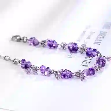 石头记 魅力放送 小众设计 不规则碎石 合成紫晶 手链 女款