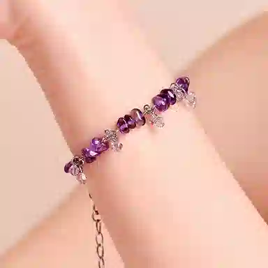 石头记 魅力放送 小众设计 不规则碎石 合成紫晶 手链 女款