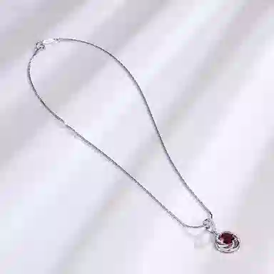 石头记 轻奢小众设计 高级 冷艳气质一点红 石榴石 项链 女款