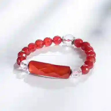 石头记 有情世界系列 多面切割圆珠 新国风设计小众轻奢 正红 玛瑙 手串 男女同款情侣款