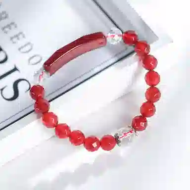 石头记 有情世界系列 多面切割圆珠 新国风设计小众轻奢 正红 玛瑙 手串 男女同款情侣款