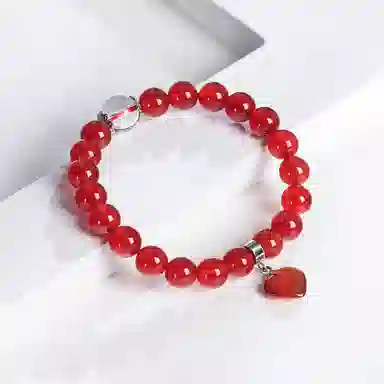 石头记 一往情深系列 桃心 红 玛瑙 手串 男女同款情侣款