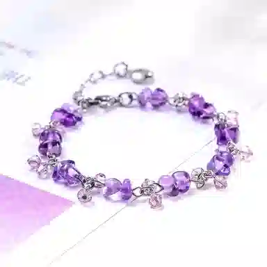 石头记 魅力放送 小众设计 不规则碎石 合成紫晶 手链 女款