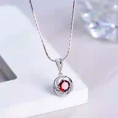石头记 轻奢小众设计 高级 冷艳气质一点红 石榴石 项链 女款